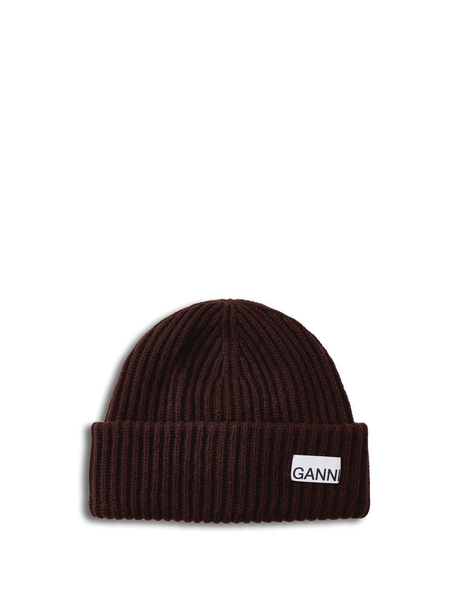 GanniStructuredRibBeanieBlacki