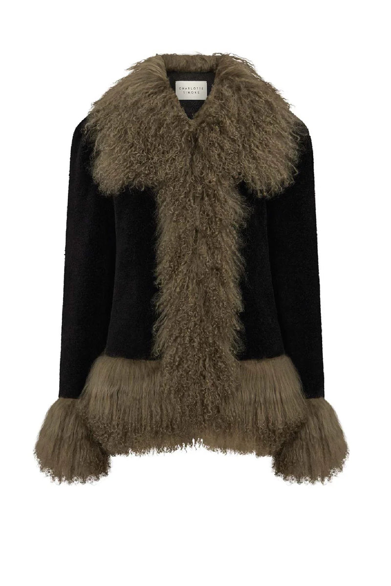 Charlotte Simone Olive Coat Black/Khaki– Willow & Wolf Marlborough