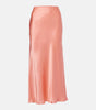 Rixo Ardith Silk Satin Midi Skirt