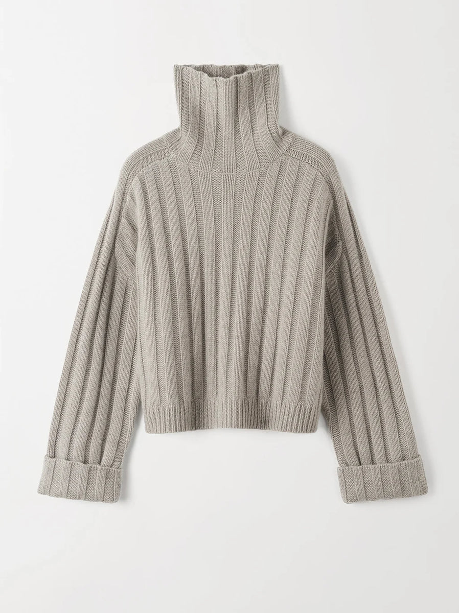 Ribbed cashmere turtleneck sweater discount