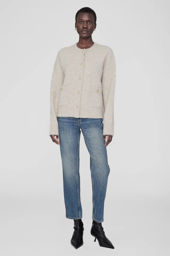 Anine Bing Bobbie Cardigan in Light Oat– Willow & Wolf Marlborough