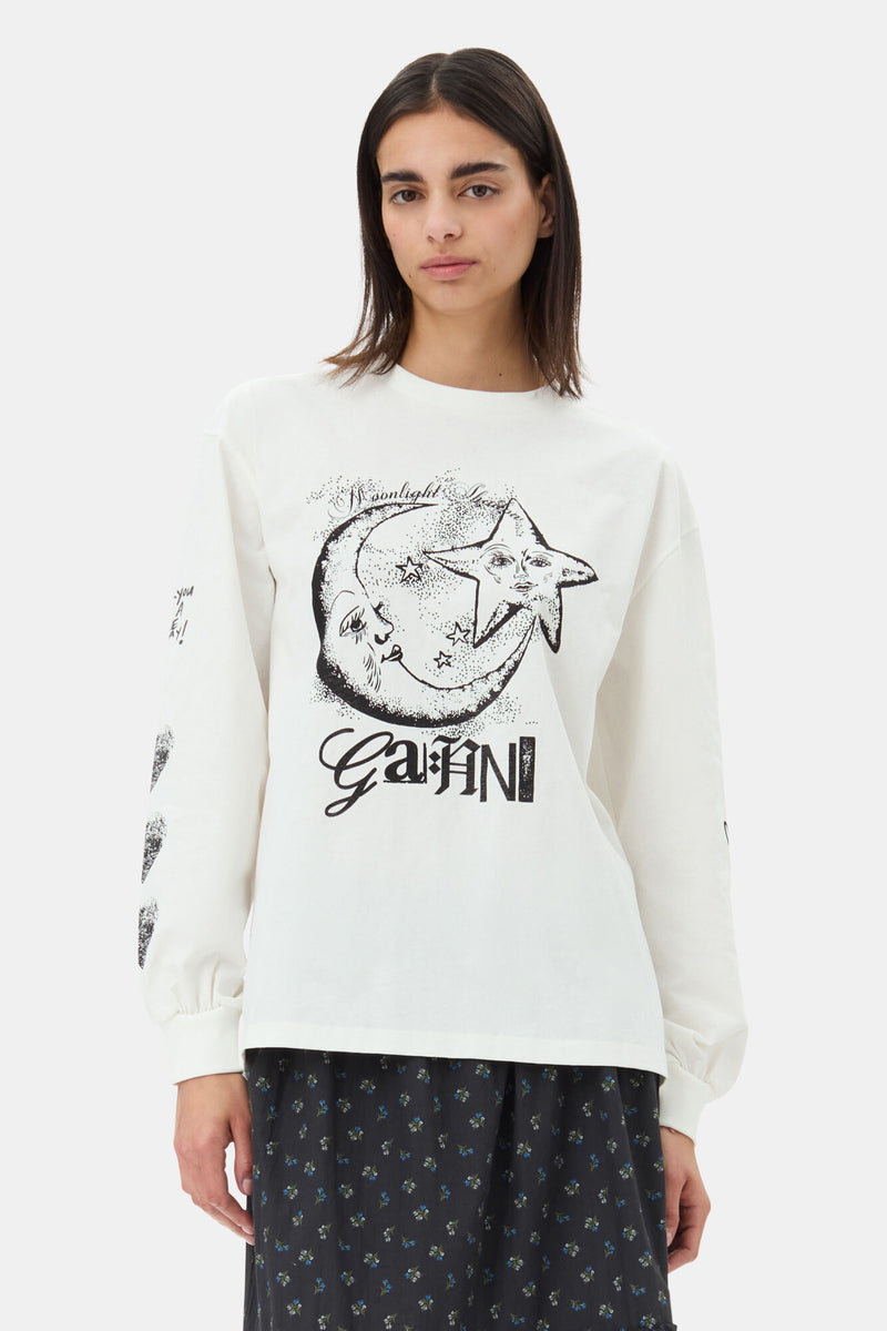 ■Ganni■ Future Heavy Jersey Moon Long Sleeve T-Shirt Egret GANNI Future Heavy Jersey Moon Long Sleeve T-shirt — MILI