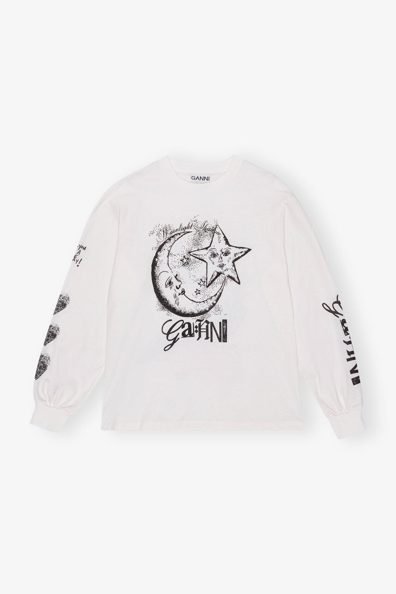 Ganni Future Heavy Jersey Long Sleeve Moon T-Shirt
