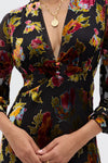 Rixo Emory Gown in Countryside Devoré Black