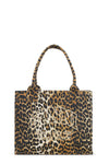 Ganni Large Leopard Canvas Tote Bag