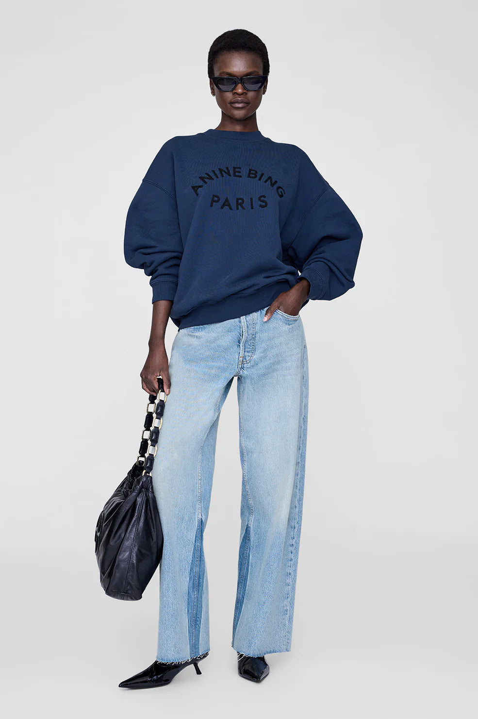 ANINE BING アニービン JACI スウェット MYTH PARIS A'POKE - Anine Bing Jaci Sweatshirt Myth Paris Washed Black