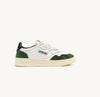 Autry Medalist Low Trainers In White, Military Green and Black Suede and Leather