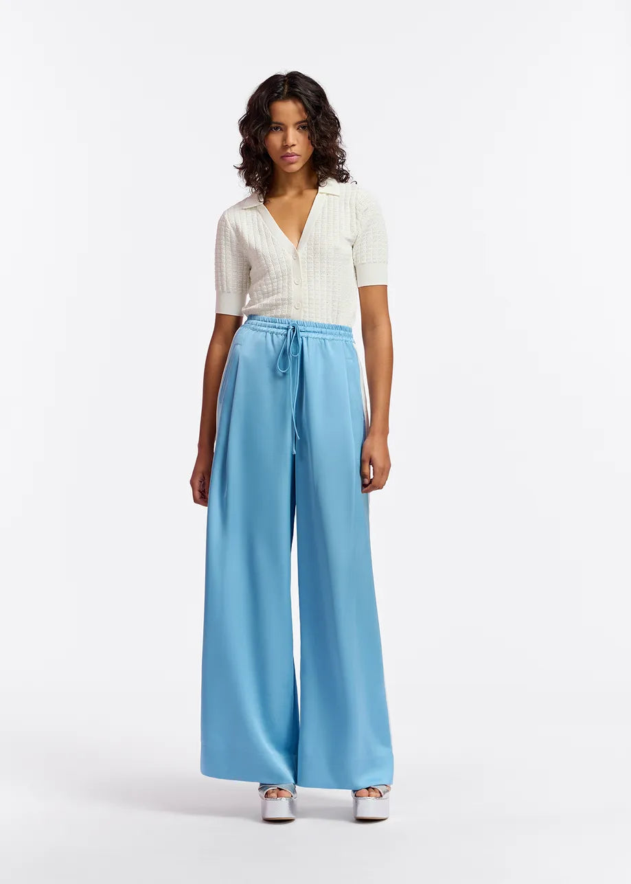 Essentiel Antwerp Freedive Light Blue Wide Leg Pants White Stripe Willow Wolf Marlborough