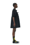 Ganni Black Cotton Poplin Tie String Mini Dress