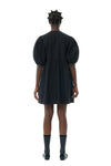 Ganni Black Cotton Poplin Tie String Mini Dress
