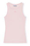 Ganni Light Pink Soft Cotton Rib Tank Top