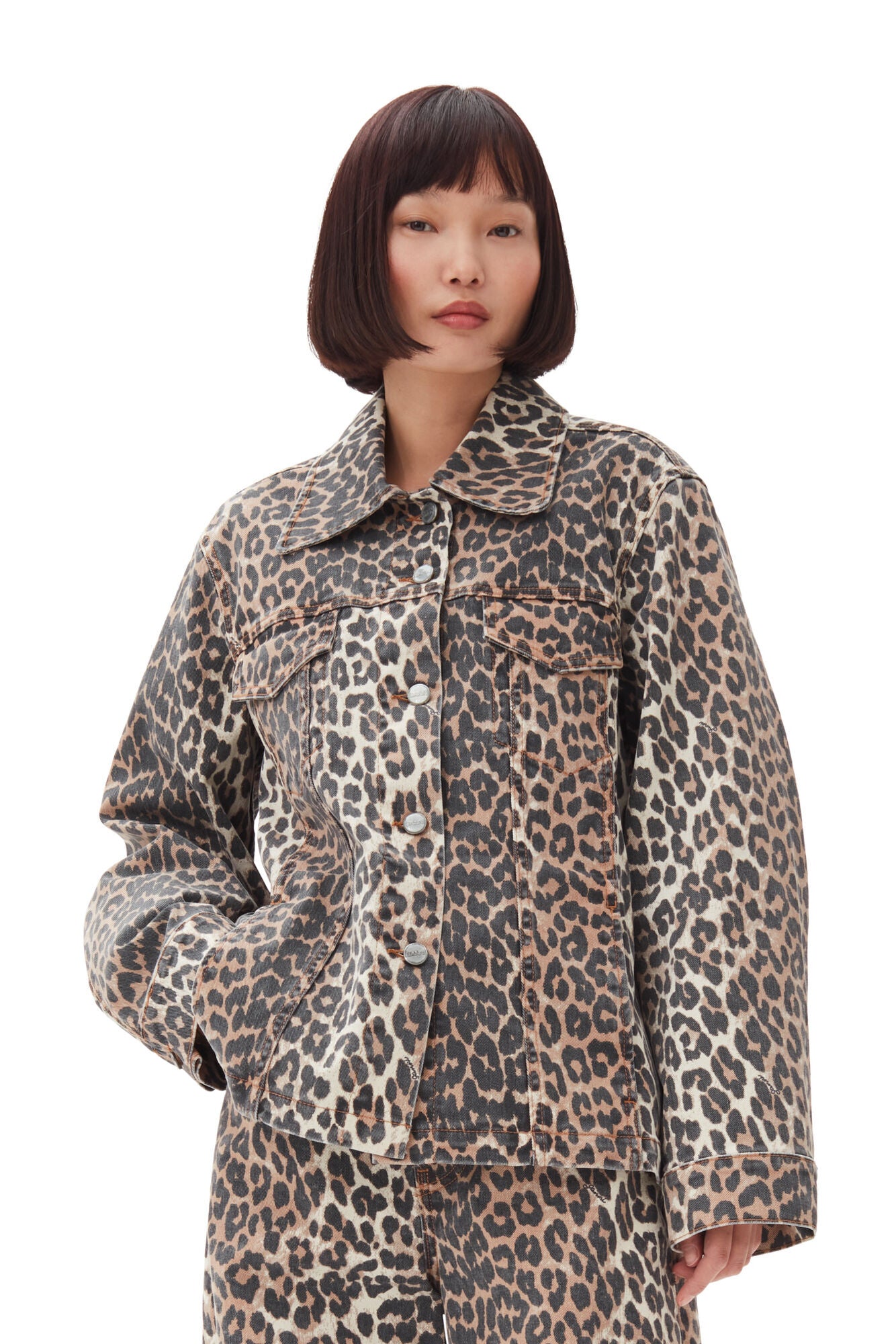 LINEN LEOPARD JACKET CLANE 正規品 今期 Ganni Leopard Printed Denim Jacket– Willow & Wolf Marlborough