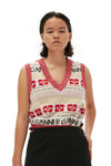 Ganni Graphic Logo V-Neck Sweater Vest