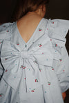 Konges Slojd Evia Long Sleeve Bow Dress Blue Cherry Coeur