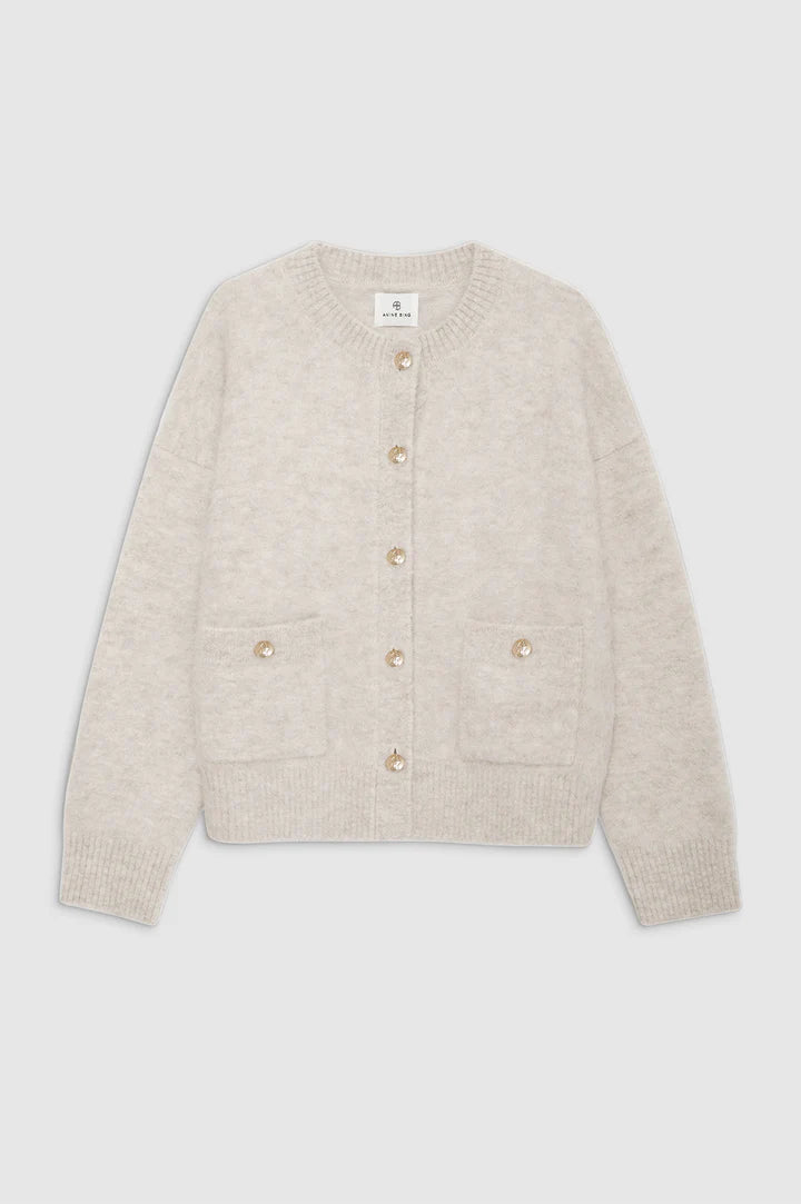 Anine Bing Bobbie Cardigan in Light Oat– Willow & Wolf Marlborough