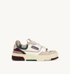 Autry CLC Low Sneakers in Ivory White and Burgundy in Leather Suede