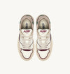 Autry CLC Low Sneakers in Ivory White and Burgundy in Leather Suede