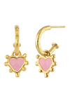 Sophie Harley Boho Tiny Hoop Earring with Pink Heart Charm