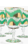 Les Ottomans Ikat Gold Wine Glass - Green