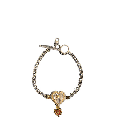 Sophie Harley Midnight Wolf Bracelet with Red Heart Charm